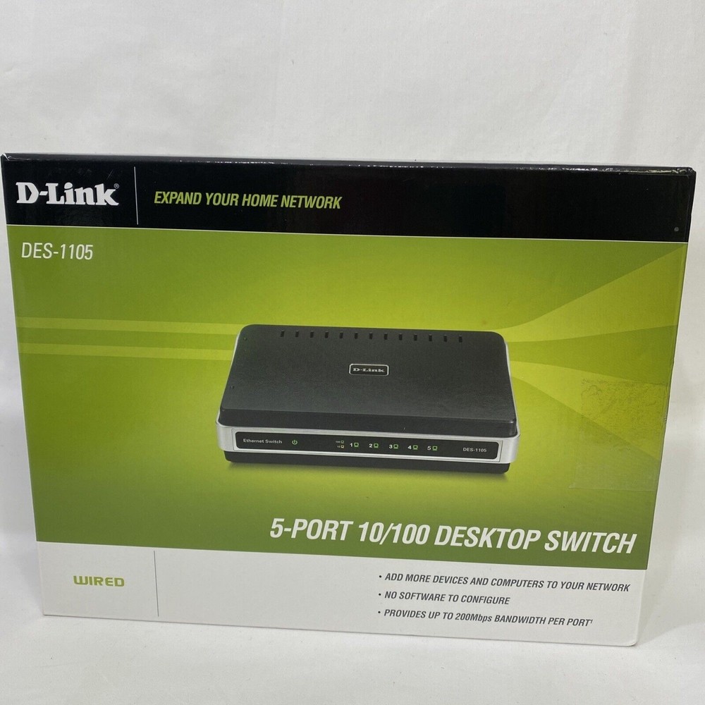 Switch D-Link Ethernet Gigabit 5 Port DES1105 External Ethernet 10/100 Complete - Picture 3 of 7